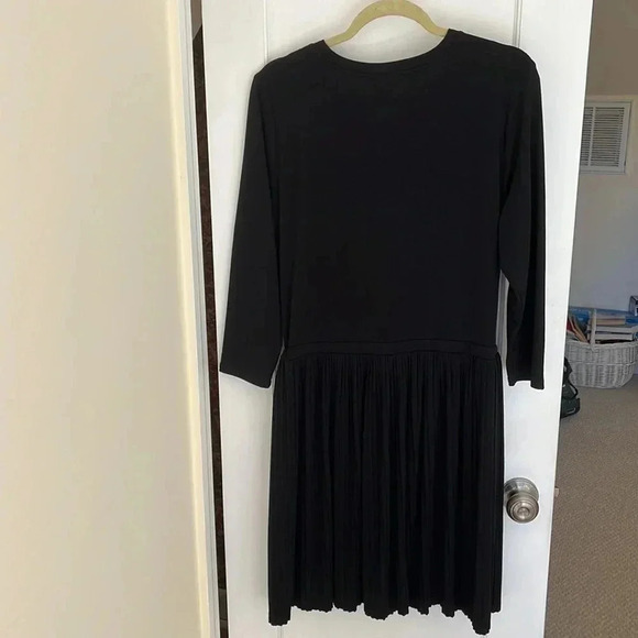 J.Jill Pleated Knit Dress Drawstring Waist Women’s Size Large Black Preppy - Picture 5 of 15